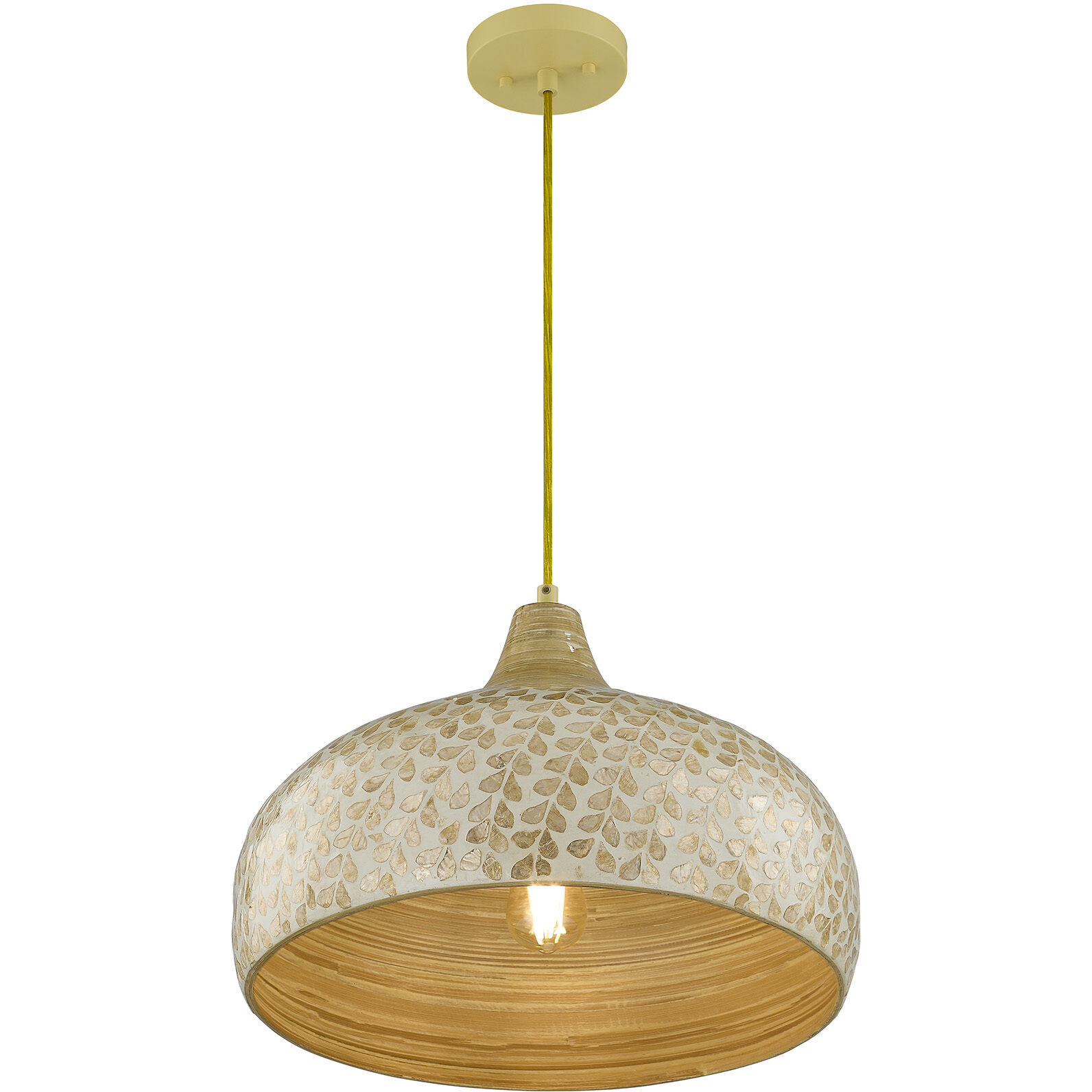 Kemp 1 Light 17.75 inch Ivory and Gold Shell Pendant Ceiling Light