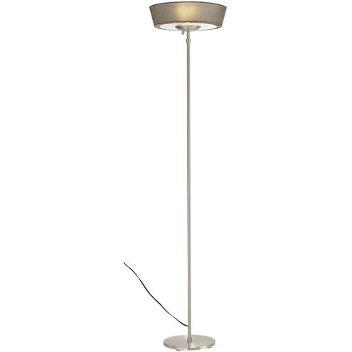 Harper 71 inch 150 watt Brushed Steel Floor Lamp Portable Light in Grey Linen