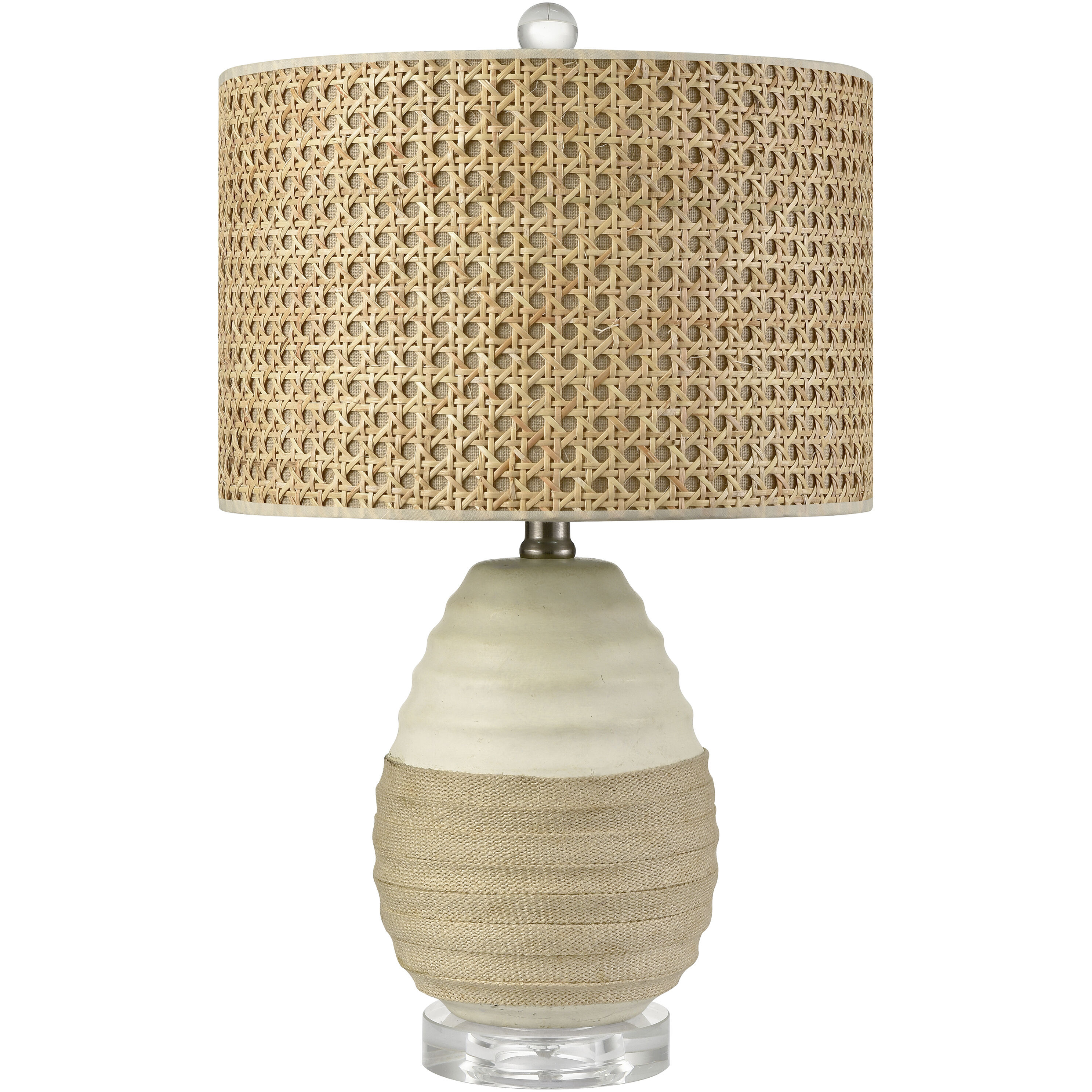 Hobart 20 inch 60 watt White with Natural and Clear Table Lamp Portable Light