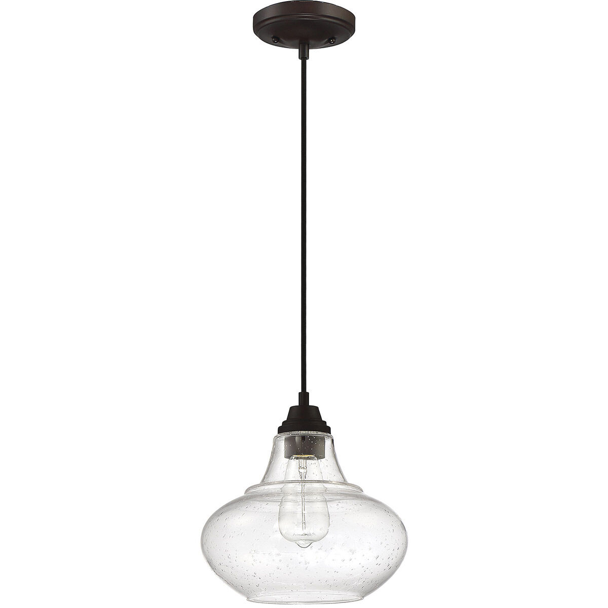 Industrial 1 Light 10 inch Oil Rubbed Bronze Mini-Pendant Ceiling Light