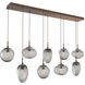Cosmos LED LED Burnished Bronze Linear Pendant Ceiling Light in 2700K LED, Geo Inner - Smoke Outer, Multi-Pendant
