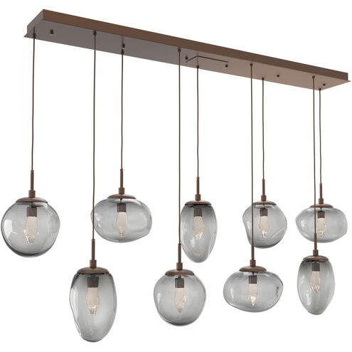 Cosmos LED LED Burnished Bronze Linear Pendant Ceiling Light in 2700K LED, Geo Inner - Smoke Outer, Multi-Pendant