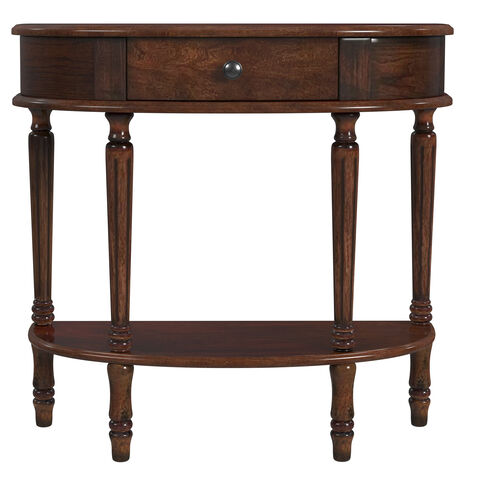 Mozart Demilune Console Table with Storage in Medium Brown