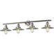 Franklin Restoration Halophane 4 Light 45 inch Brushed Satin Nickel Bath Vanity Light Wall Light in Clear Halophane Glass, Franklin Restoration