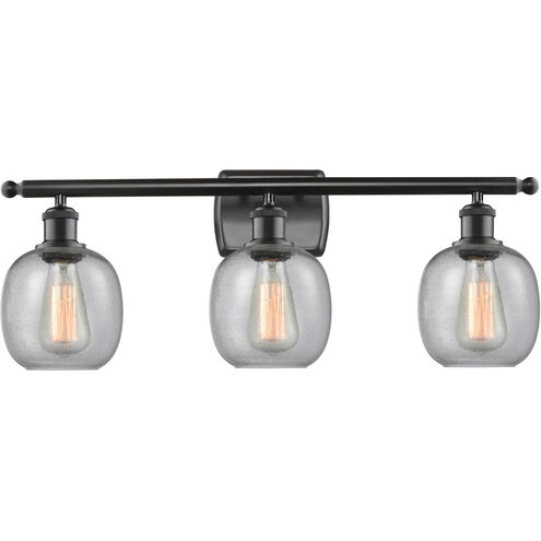 Ballston Belfast 3 Light 26 inch Matte Black Bath Vanity Light Wall Light in Seedy Glass, Ballston