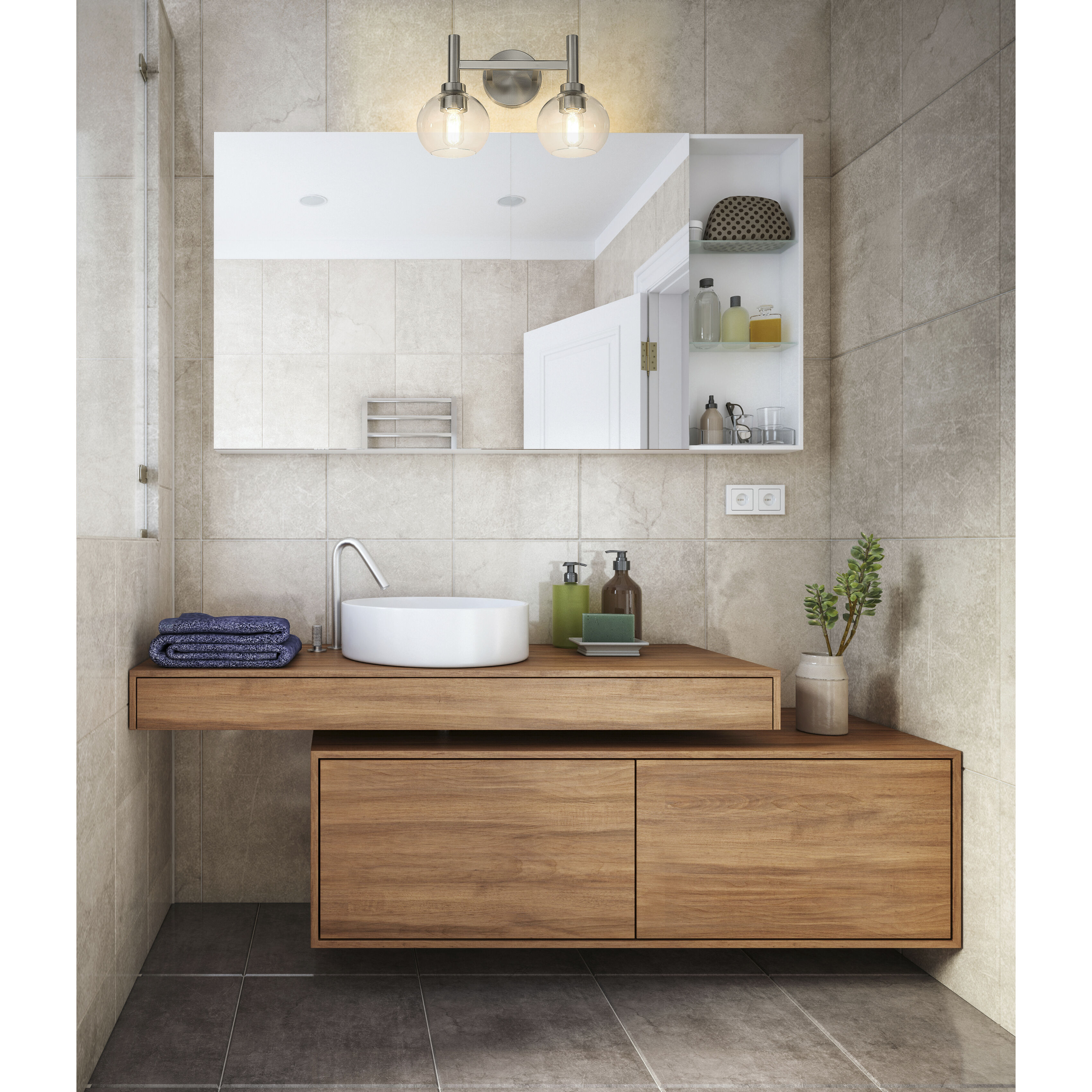 Sutton 2 Light 15.75 inch Brushed Nickel Vanity Wall Light