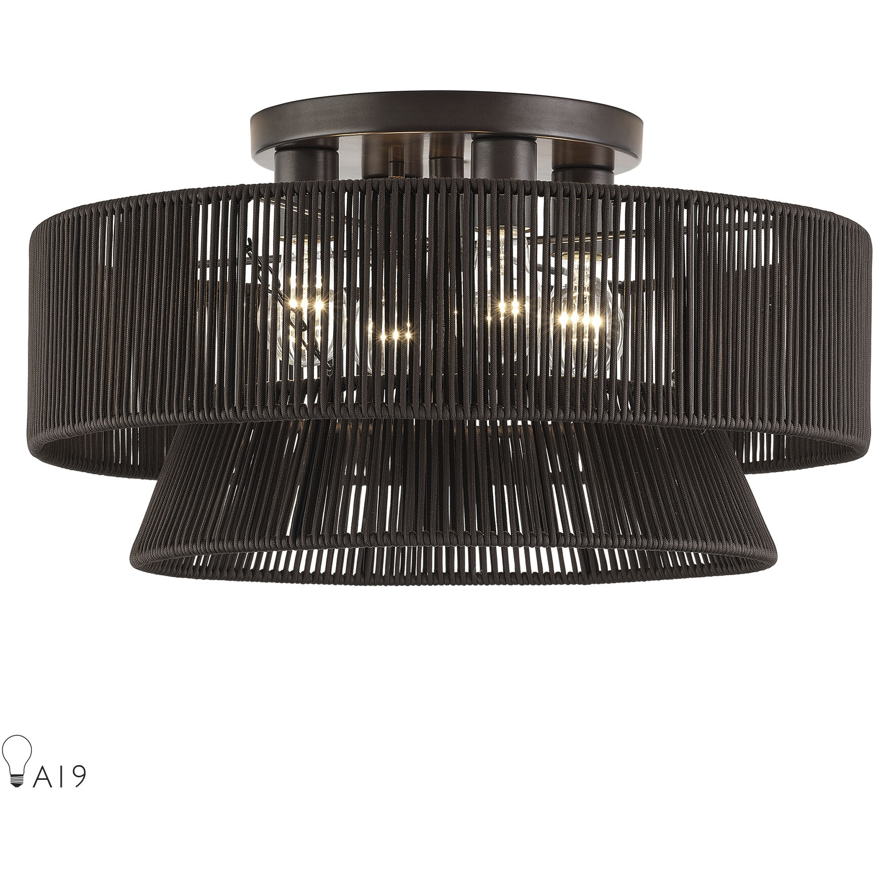 Florell 4 Light 21 inch English Bronze Semi Flush Mount Ceiling Light, Extra Large