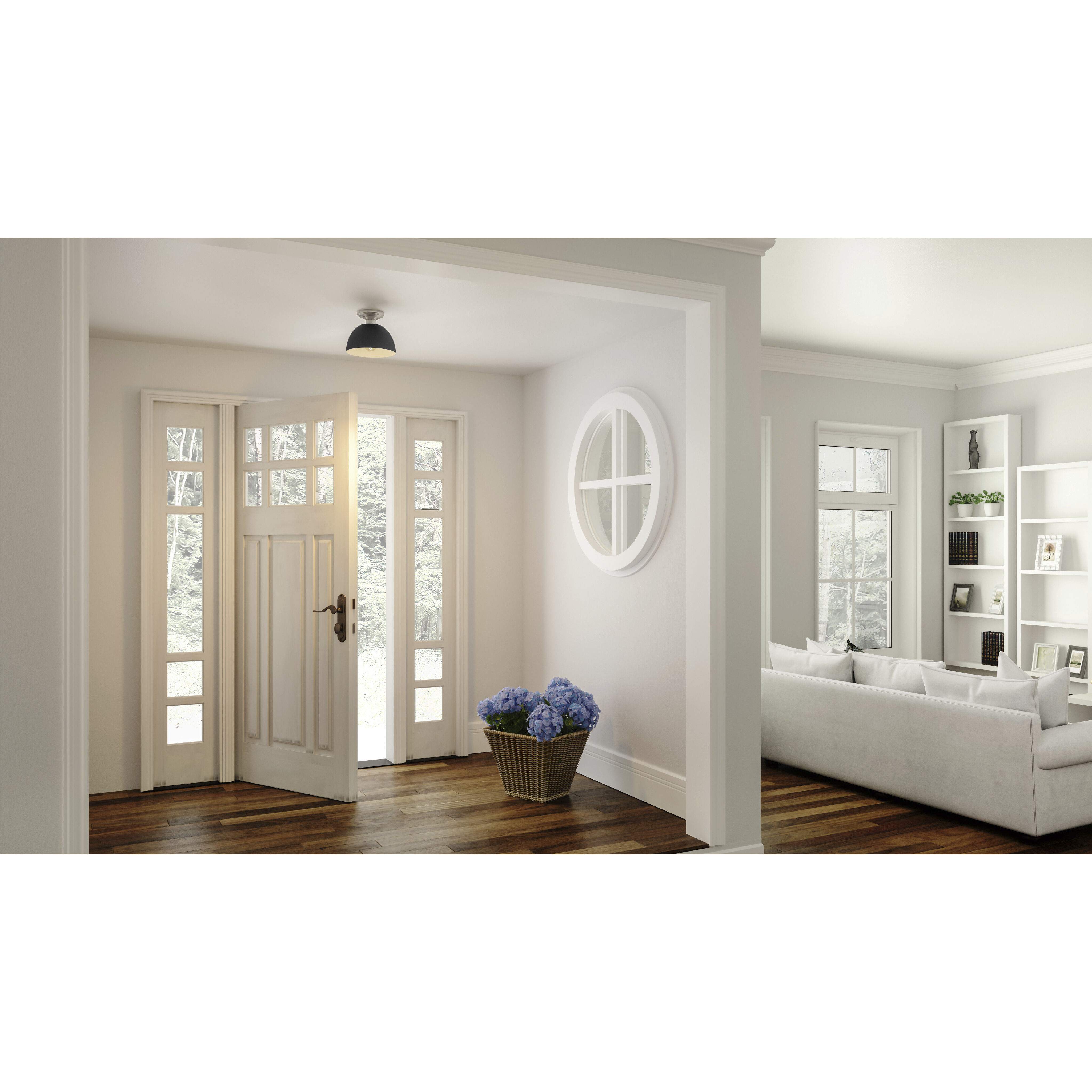 Eason 1 Light 10 inch Earth Black Semi-Flush Mount Ceiling Light