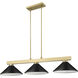 Cobalt 3 Light 49.75 inch Modern Gold Billiard Light Ceiling Light in Matte Black Steel