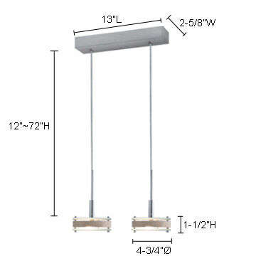 Discus 2 Light Satin Nickel Pendant Ceiling Light