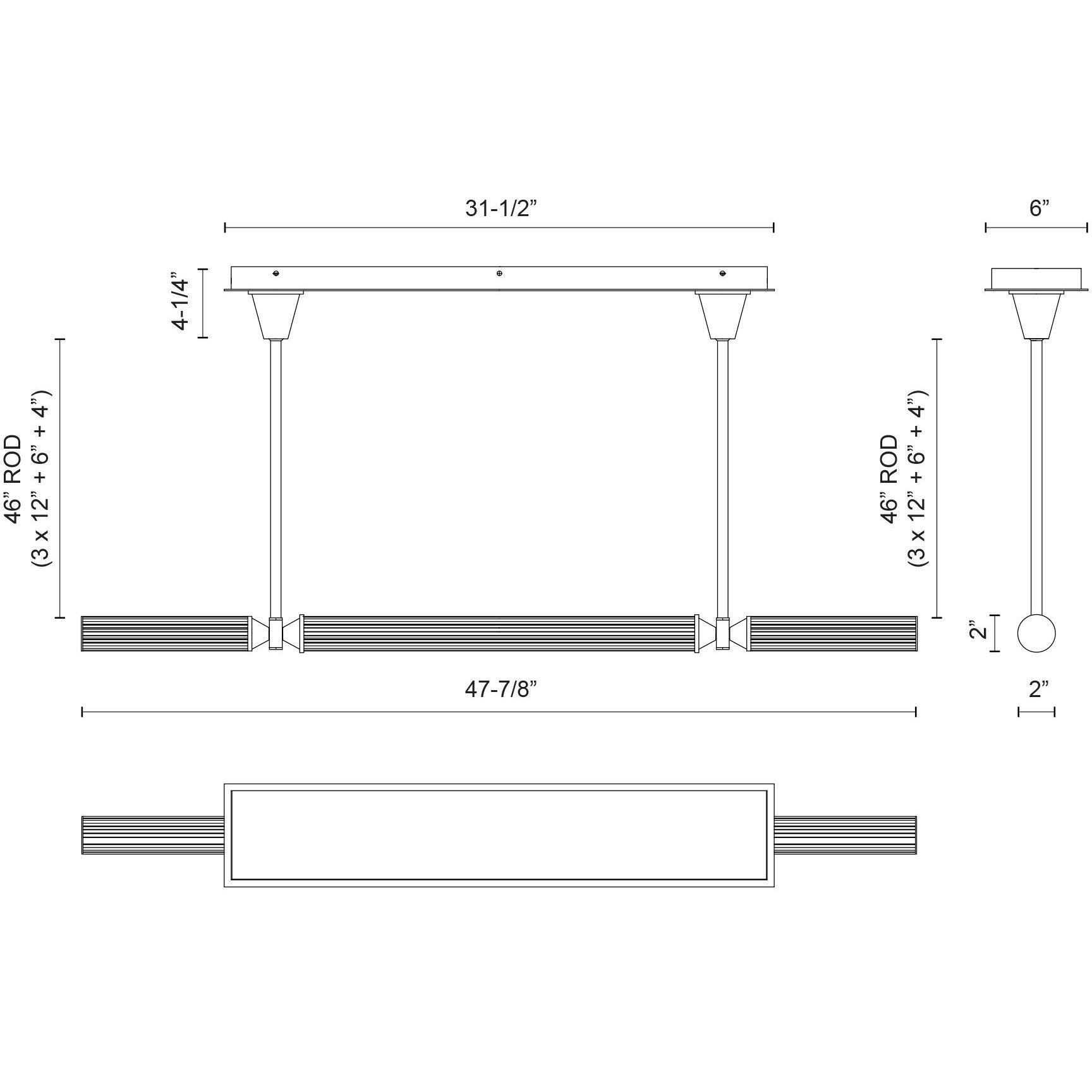 Edwin 47.88 inch Vintage Brass Linear Pendant Ceiling Light