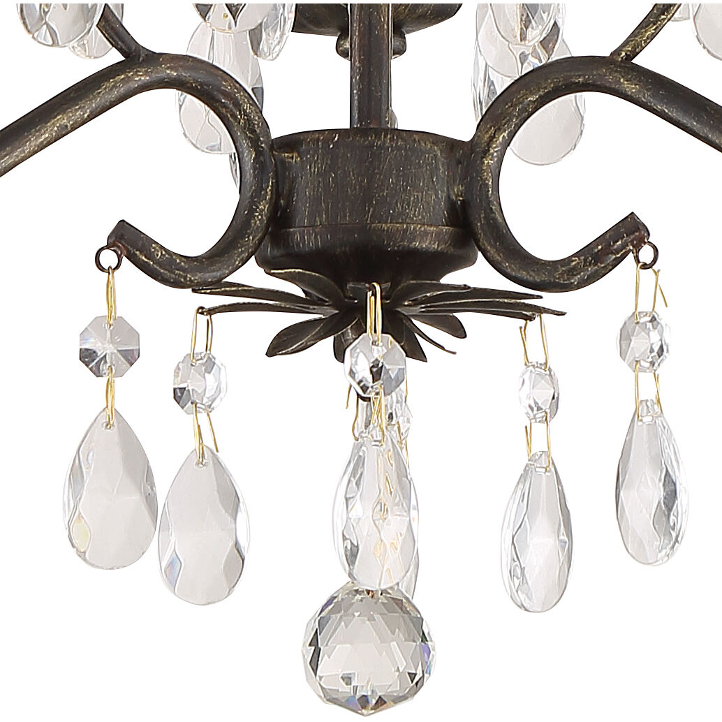 Paris Market 3 Light 13 inch English Bronze Mini Chandelier Ceiling Light in Clear Hand Cut