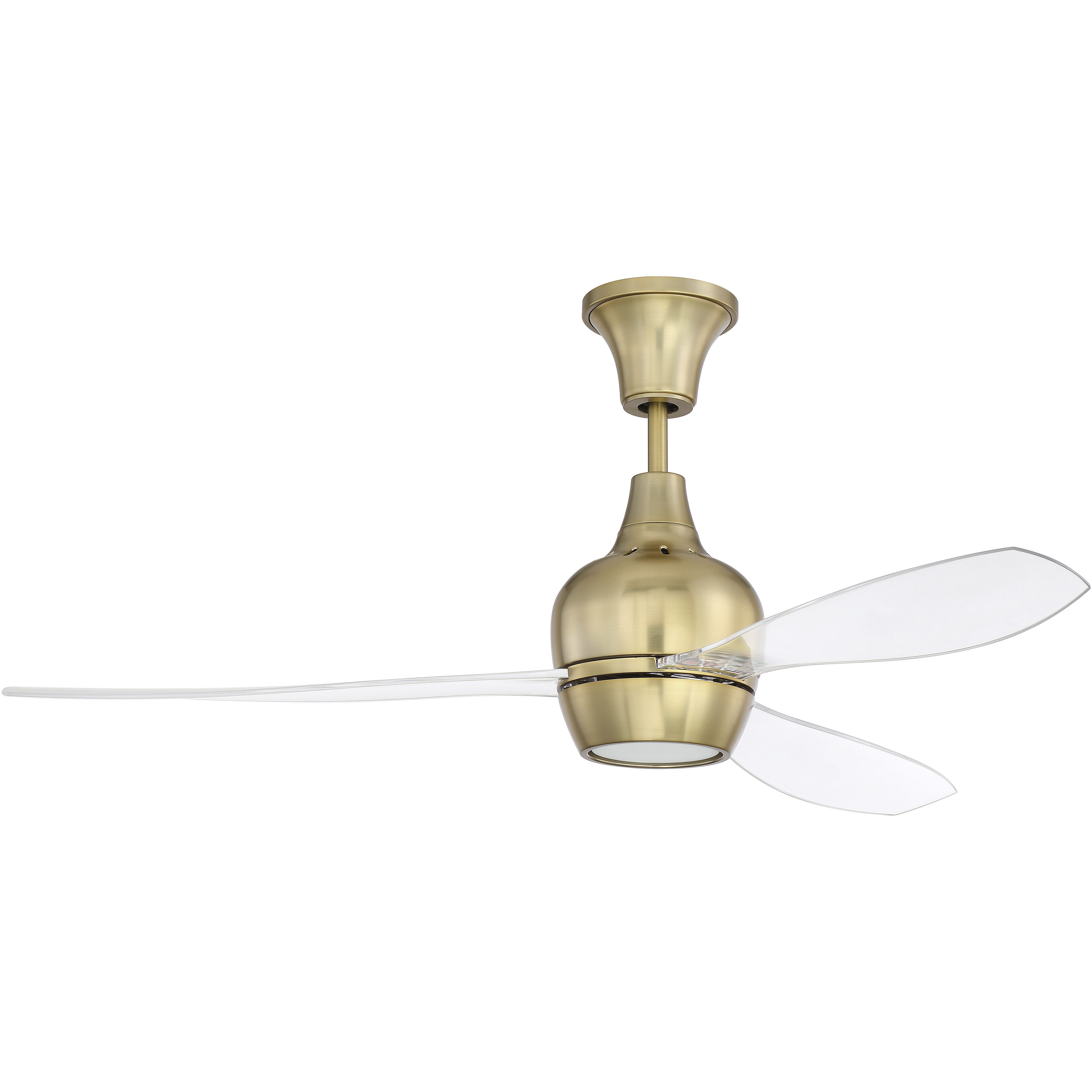 Bordeaux 52 inch Satin Brass with Acrylic Blades Fan in Clear Acrylic