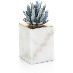 Cyanite Starburst on Marble I 8 X 3.5 inch Sculpture