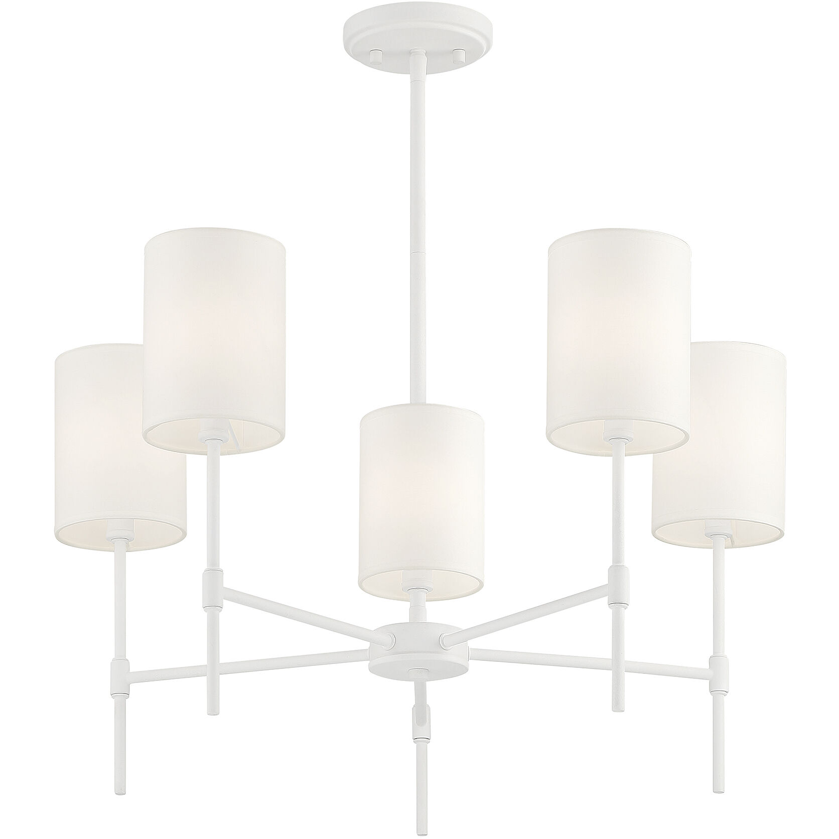 Traditional 5 Light 25 inch Bisque White Chandelier Ceiling Light