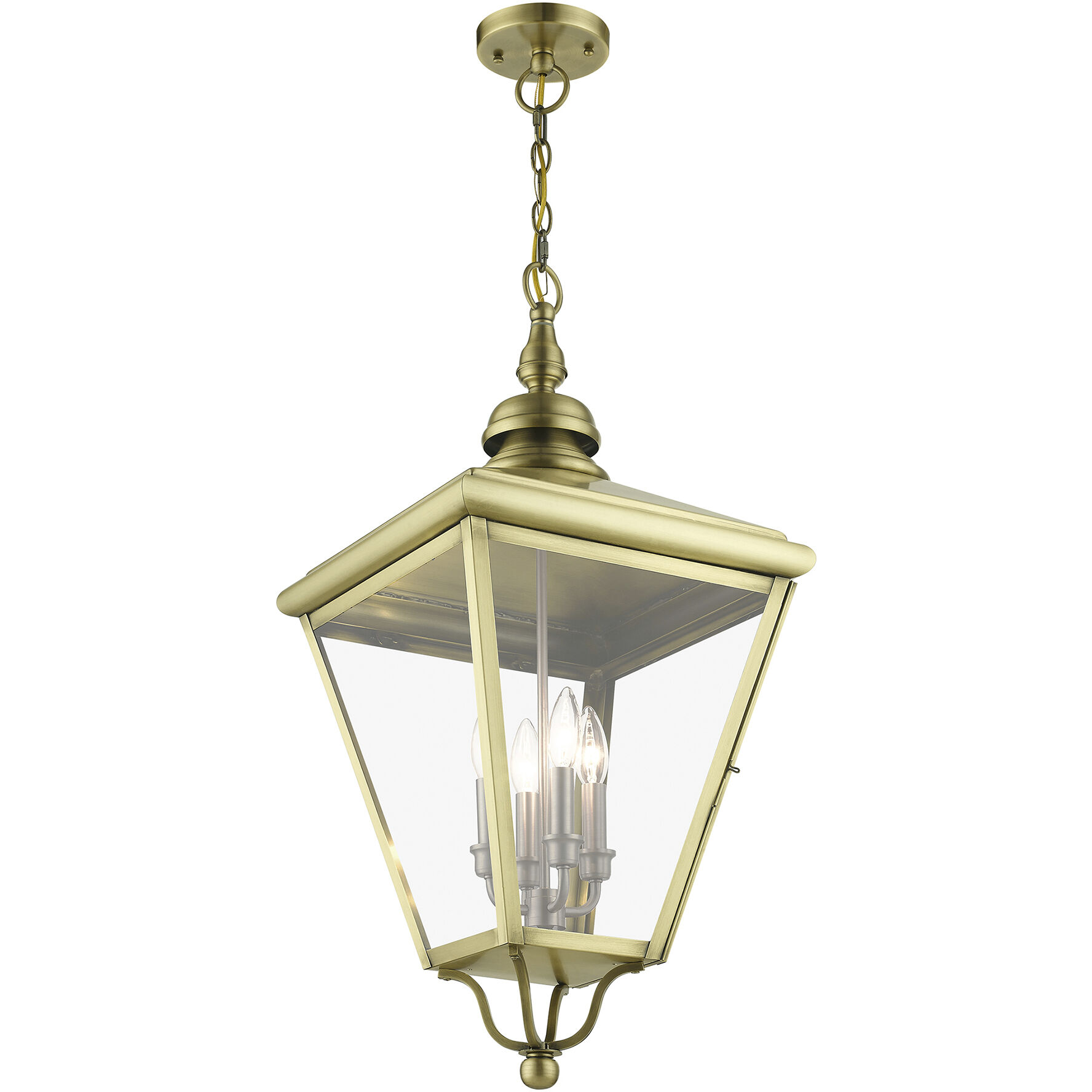 Adams 4 Light 14.25 inch Antique Brass with Brushed Nickel Finish Cluster Outdoor Extra Large Pendant Lantern Ceiling Light
