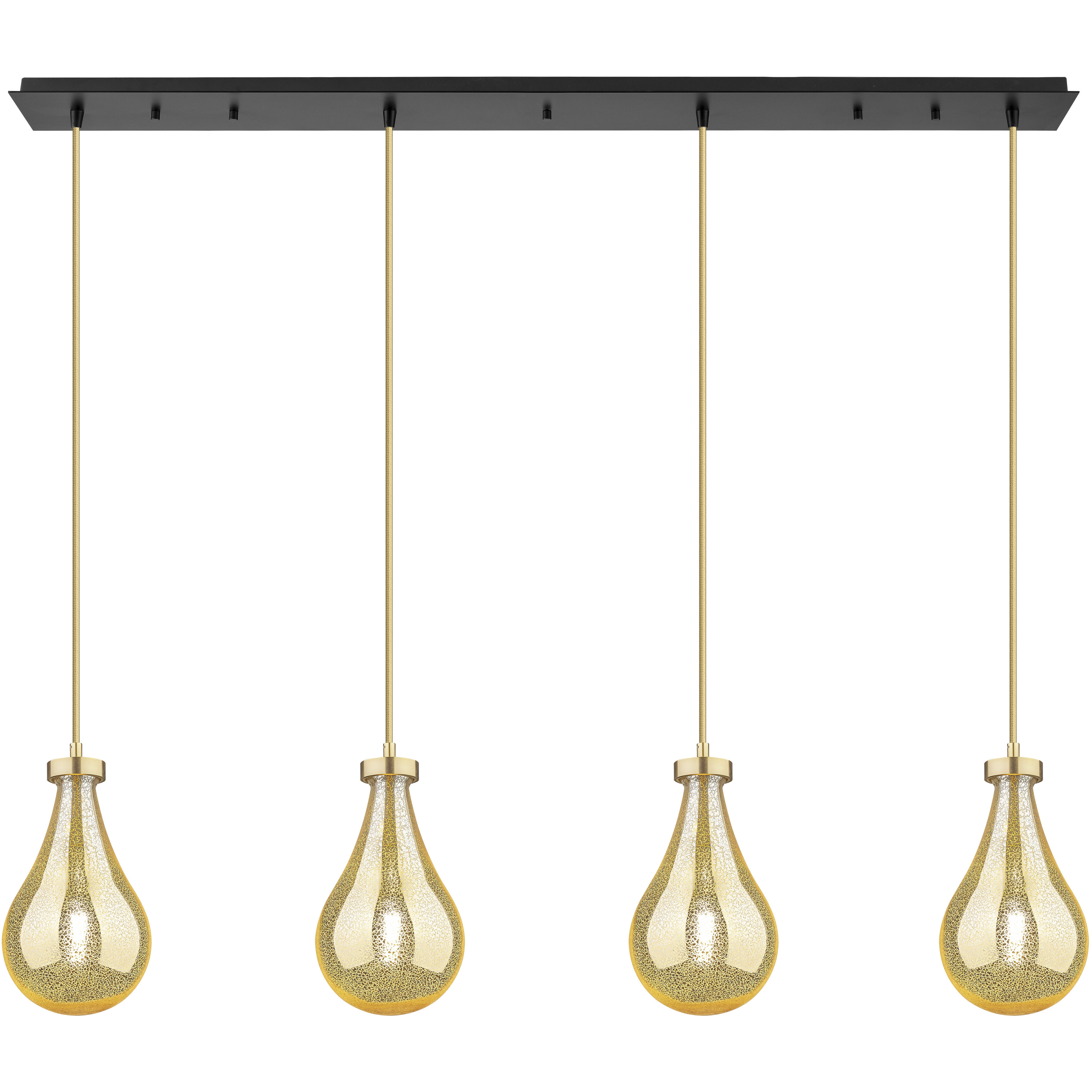 Owego 4 Light 36.63 inch Champagne Bronze Linear Pendant Ceiling Light in Mercury Glass