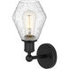 Edison Cindyrella 1 Light 6 inch Matte Black Sconce Wall Light in Seedy Glass