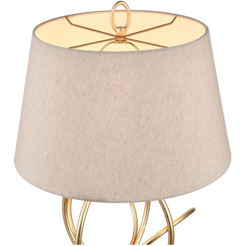 Morely 26 inch 150 watt Gold Leaf with White Table Lamp Portable Light