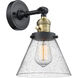 Franklin Restoration Large Cone LED 8 inch Black Antique Brass Sconce Wall Light, Franklin Restoration