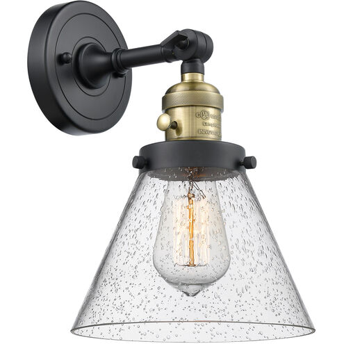Franklin Restoration Large Cone LED 8 inch Black Antique Brass Sconce Wall Light, Franklin Restoration