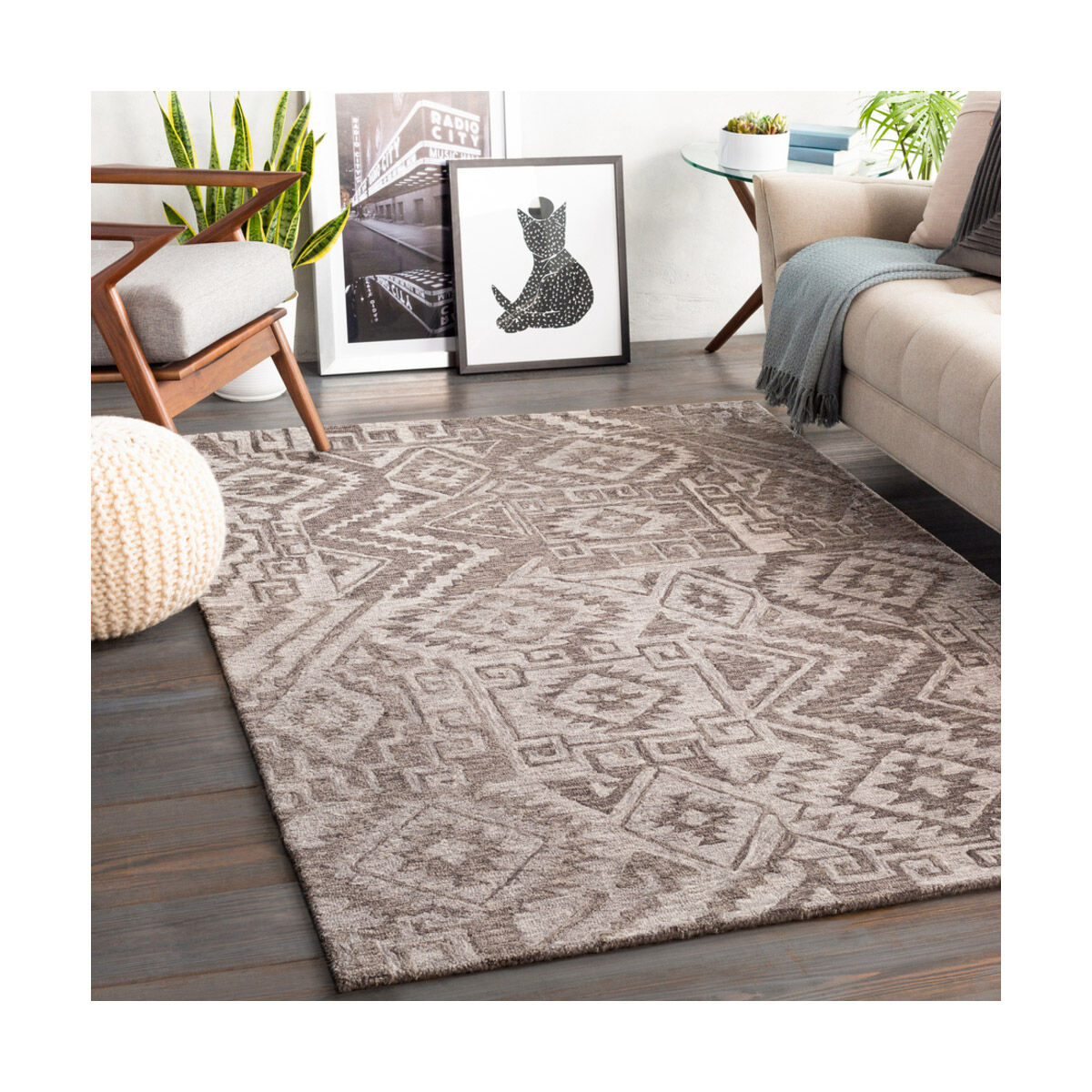 Newcastle 36 X 24 inch Medium Gray/Charcoal/Black Rugs