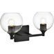 Foster 2 Light 16 inch Black Bath Sconce Wall Light