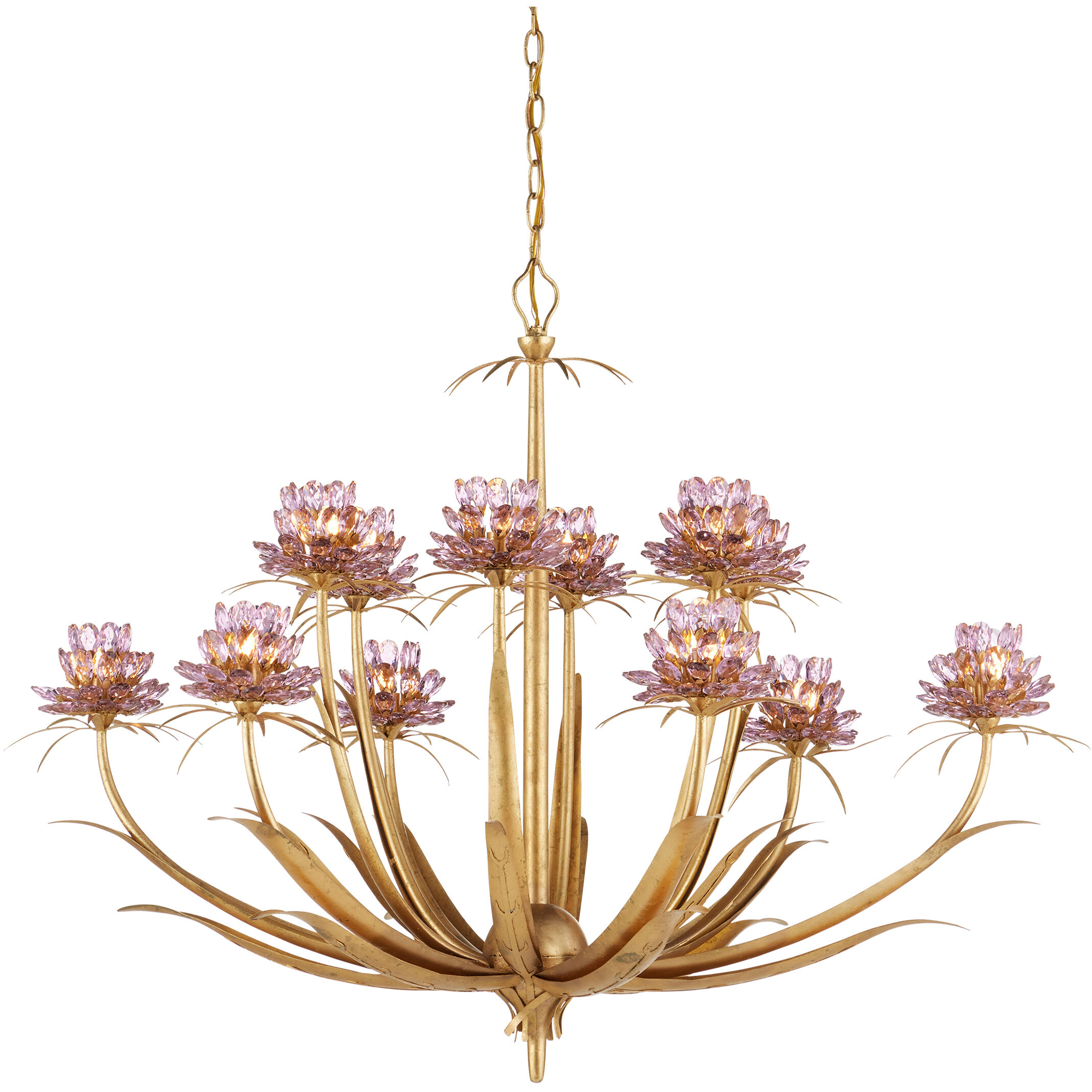 Marilee 12 Light 44 inch Pink/Dutch Gold Leaf Chandelier Ceiling Light, Large
