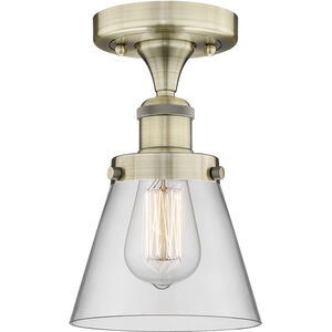 Cone 1 Light 6.25 inch Antique Brass Semi-Flush Mount Ceiling Light