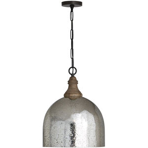 Inglewood 1 Light 15 inch Grey Wash and Dark Pewter Pendant Ceiling Light in Stone Seeded Mercury