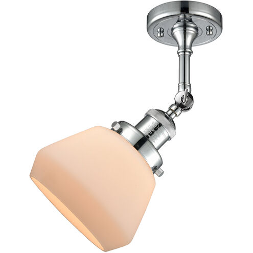 Franklin Restoration Fulton 1 Light 7 inch Polished Chrome Semi-Flush Mount Ceiling Light in Matte White Glass, Franklin Restoration