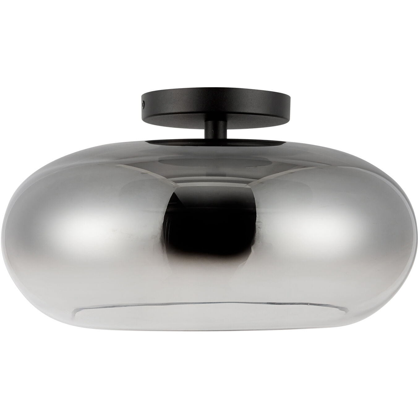 Trinity LED 14.25 inch Black/Smoked Semi-Flush Mount Ceiling Light in Smoked Glass