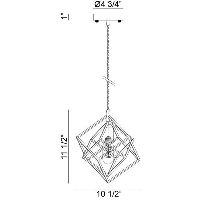 Geometry Series 1 Light 10.5 inch Rusty Black Pendant Ceiling Light