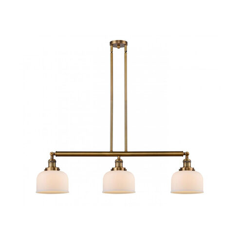 Franklin Restoration Large Bell LED 41 inch Brushed Brass Island Light Ceiling Light in Matte White Glass, Franklin Restoration