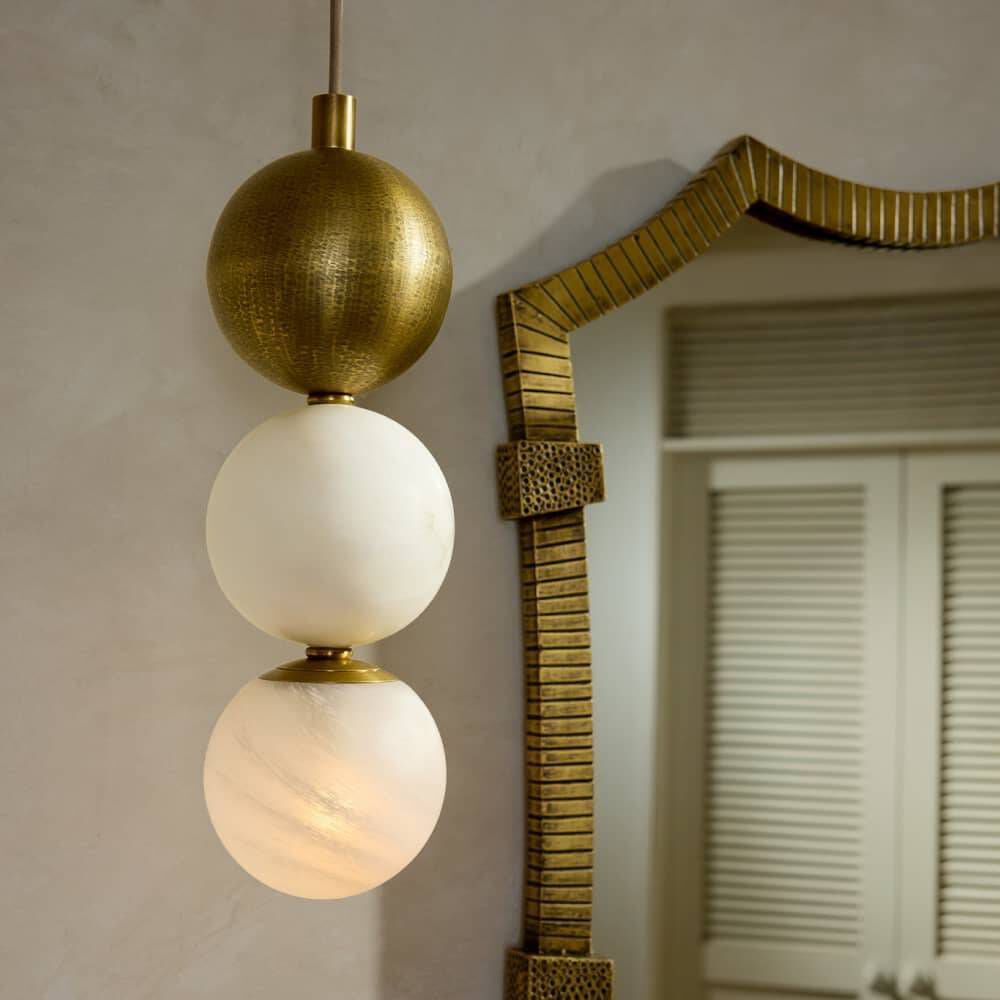 Melody 1 Light 5.5 inch White with Antique Brass Pendant Ceiling Light