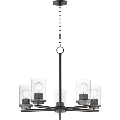 Corona 5 Light 22 inch Black Single-Tier Chandelier Ceiling Light in Clear