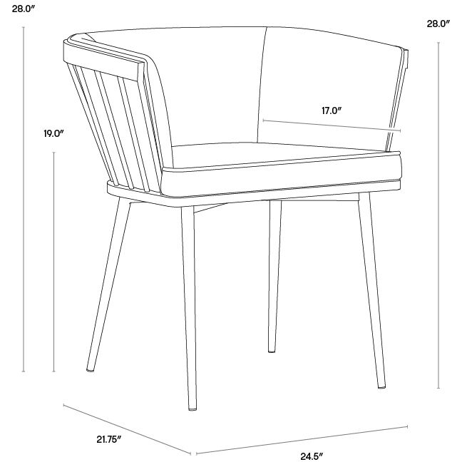 Caily Gold Dining Armchair in Abbington Black