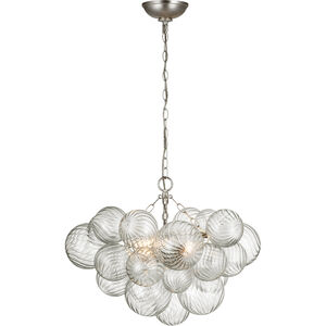 Julie Neill Talia LED 24 inch Burnished Silver Leaf and Clear Swirled Glass Chandelier Ceiling Light, Small