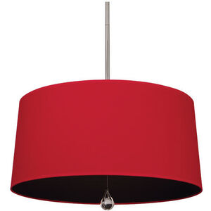 Williamsburg Custis 3 Light 15 inch Polished Nickel Pendant Ceiling Light in Richmond Red With Blacksmith Black