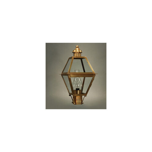 Boston 1 Light 20 inch Dark Antique Brass Post Lamp in Seedy Marine Glass, One 75W Medium with Chimney