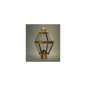 Boston 1 Light 20 inch Antique Brass Post Lantern in Clear Seedy Glass, Chimney, Medium
