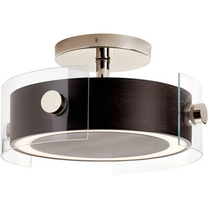 Tig LED 15 inch Walnut Wood Semi Flush Light Ceiling Light