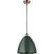 Ballston Plymouth Dome LED 12 inch Antique Copper Pendant Ceiling Light in Matte Green