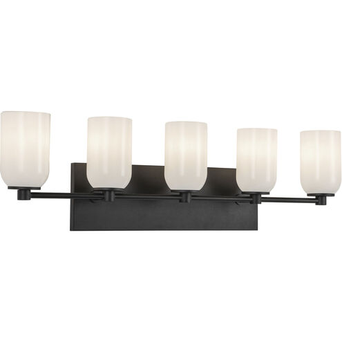 Nola 5 Light 31.75 inch Black Bath Vanity Light Wall Light in Glossy Opal Glass Shade