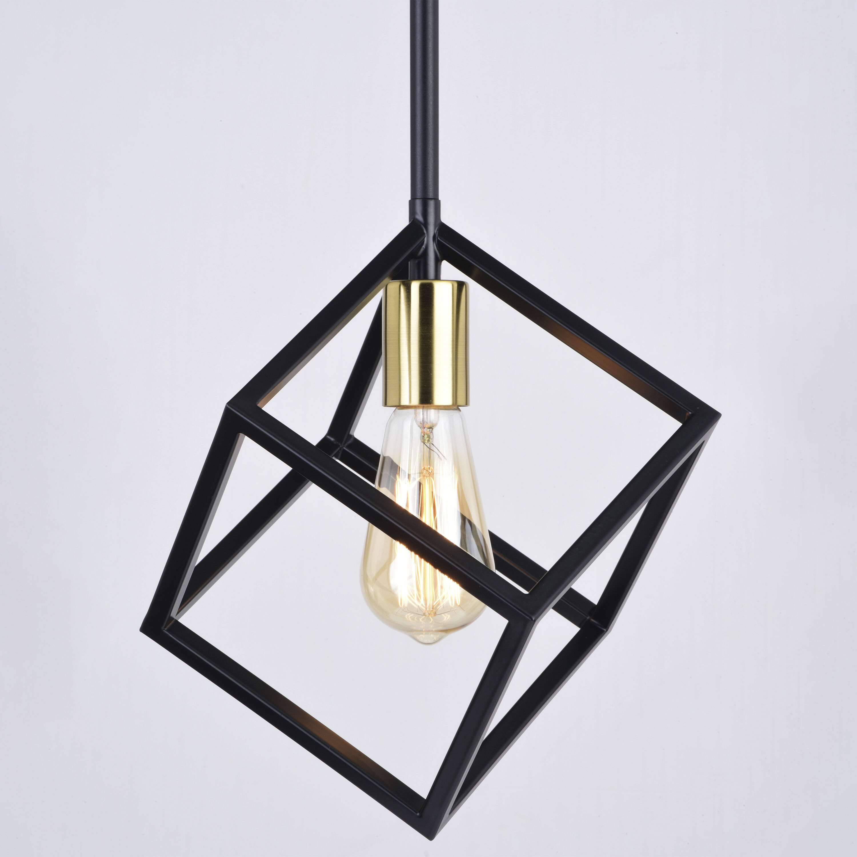 Deering LED 10.25 inch Matte Black and Satin Brass Mini Pendant Ceiling Light