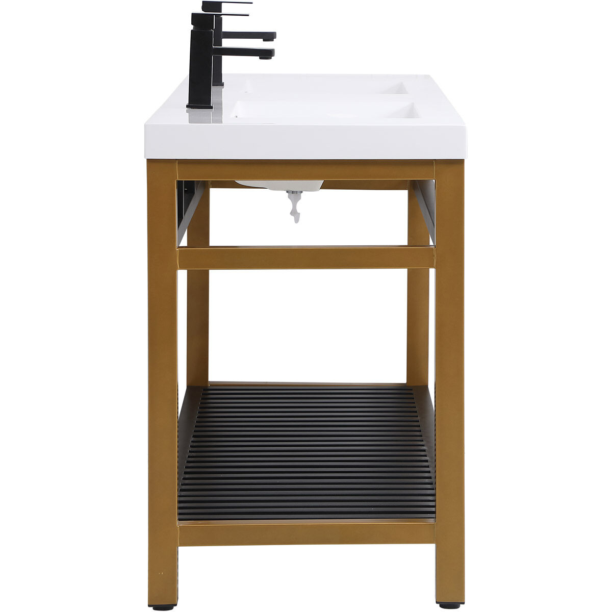 Raya 60 X 22 X 34 inch Gold and Black with White Vanity Sink Set