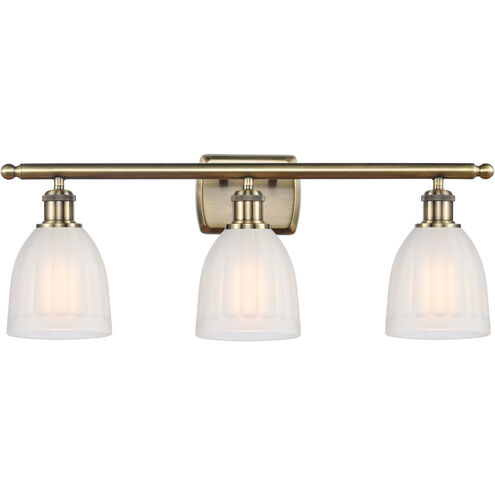 Ballston Brookfield LED 26 inch Antique Brass Bath Vanity Light Wall Light in White Glass, Ballston