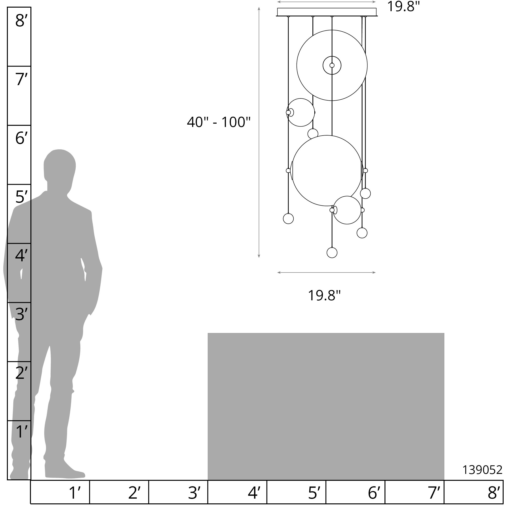 Abacus LED 19.8 inch Dark Smoke Pendant Ceiling Light in Cool Grey, Round