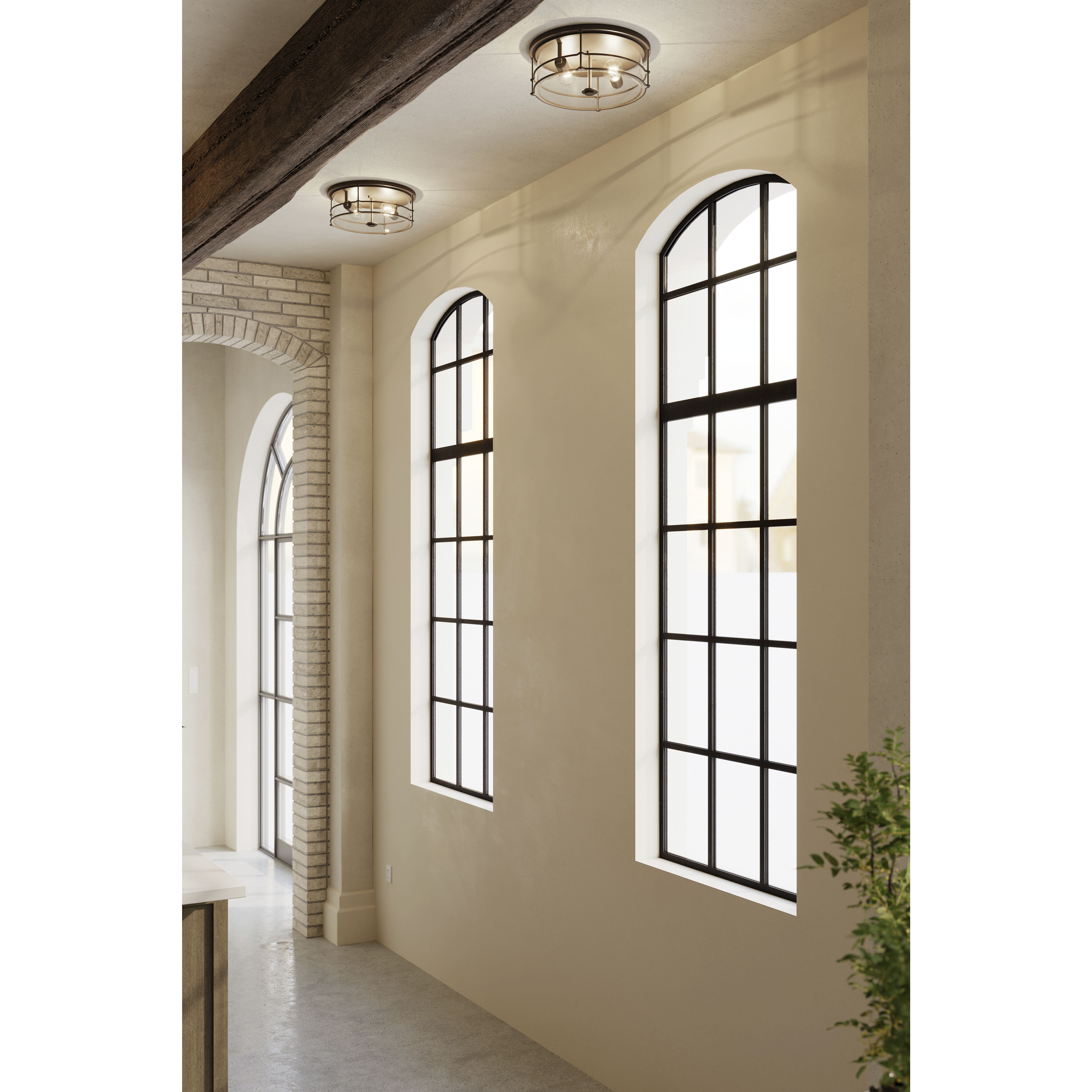 Lorenth 2 Light 15 inch Dark Matte Black Flush Mount Ceiling Light