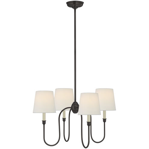 Thomas O'Brien Vendome 4 Light 26 inch Bronze Chandelier Ceiling Light in Linen, Small